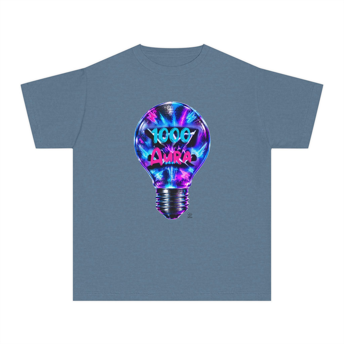 Colorful Light Bulb Youth T-Shirt -"1000 AURA" Graphic T-Shirt