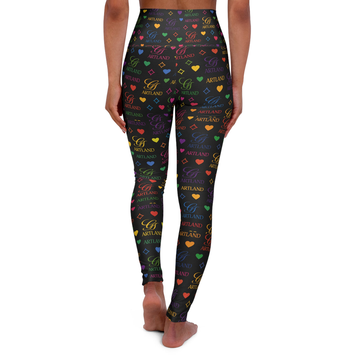 Colorful Heart and GT Artland Pattern Leggings | High Waisted Yoga Leggings by GT Artland