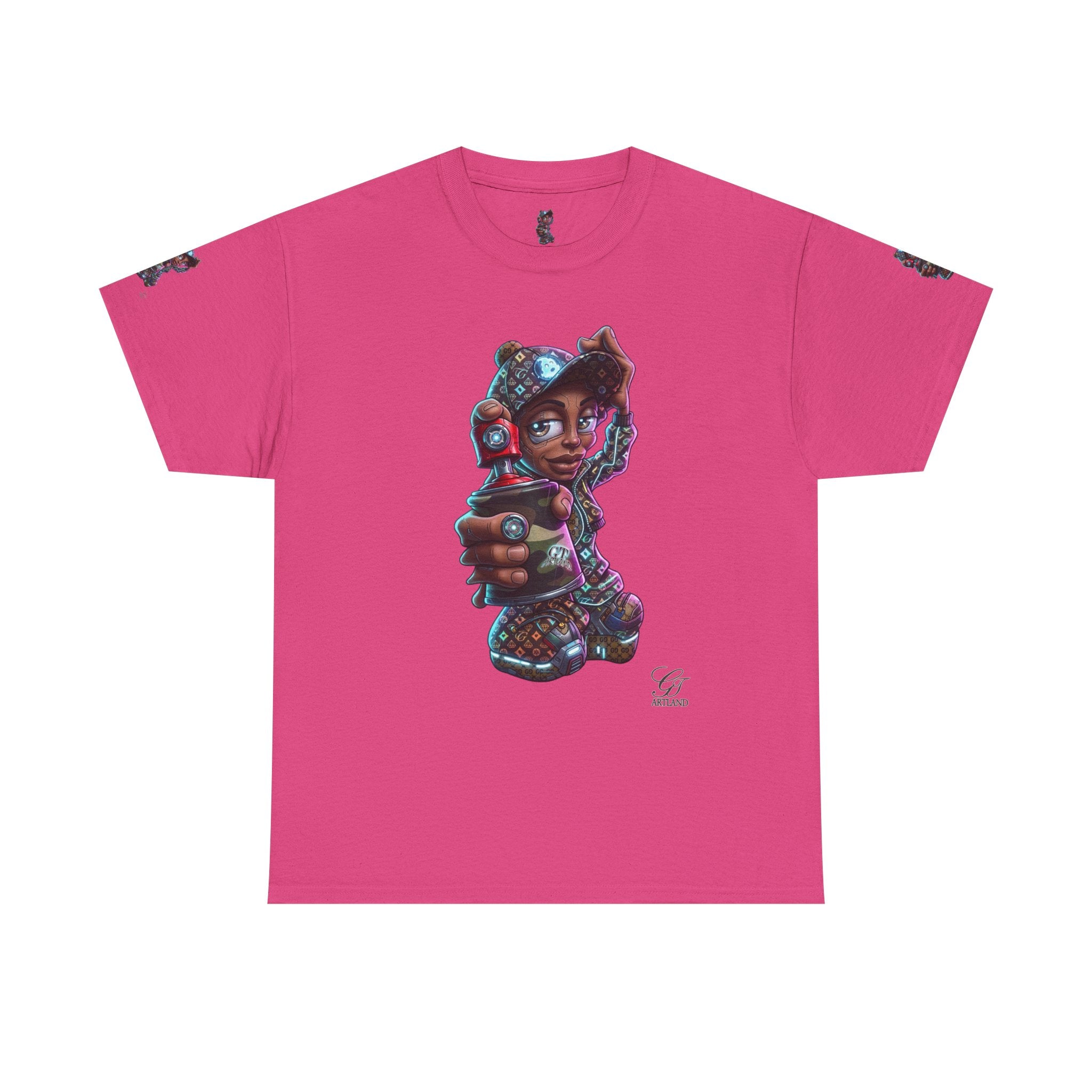 Ebony Futuristic Urban Spray Can Kid Gamer Tee - Cute Streetwear Graphic T-Shirt by GT Artland