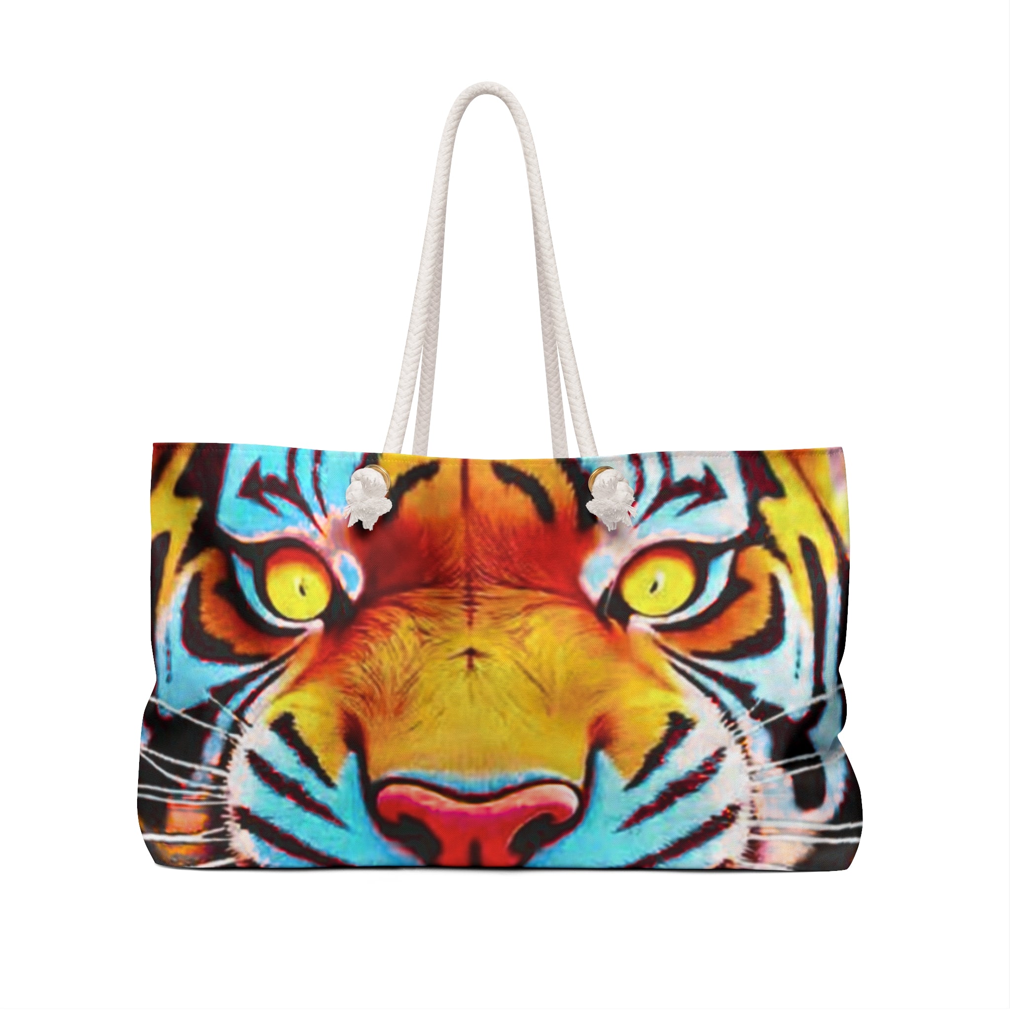 Exotic Neon King Tiger Designer Weekender Bag | Vibrant Animal Tote by GT Artland