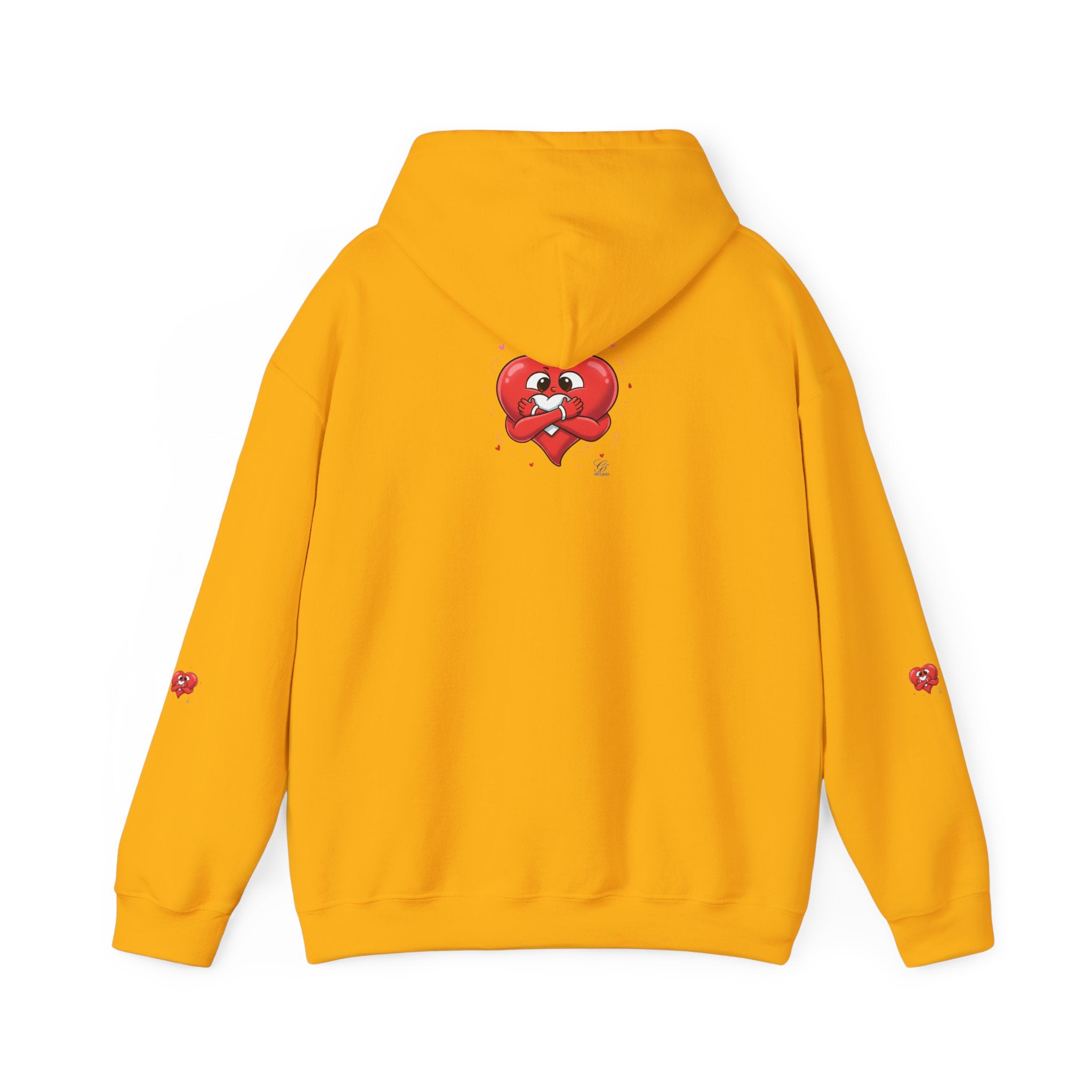 Graphic Heart Unisex Heavy Blend Hooded Sweatshirt | Red Heart Cartoon Sweatshirt