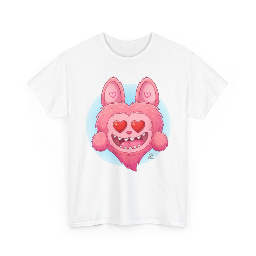 Pink Heart-Eyed Monster T-Shirt | Cute Fuzzy Creature by GT Artland