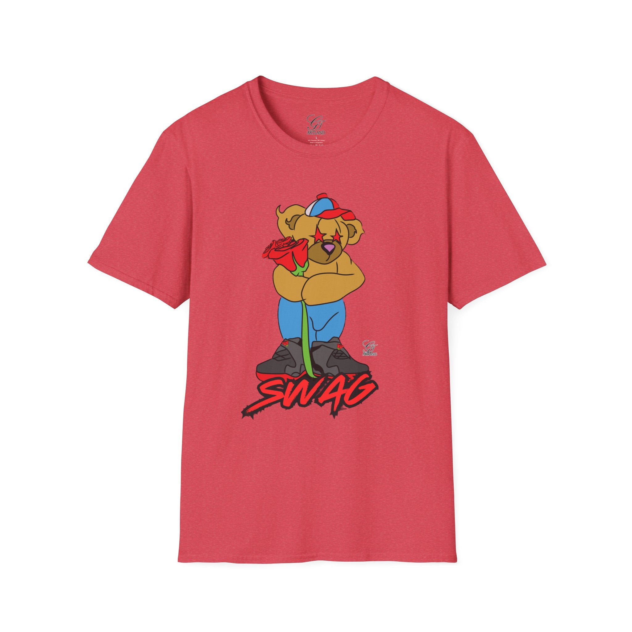 Cartoon Bear with Swag Graphic T-Shirt - Tee