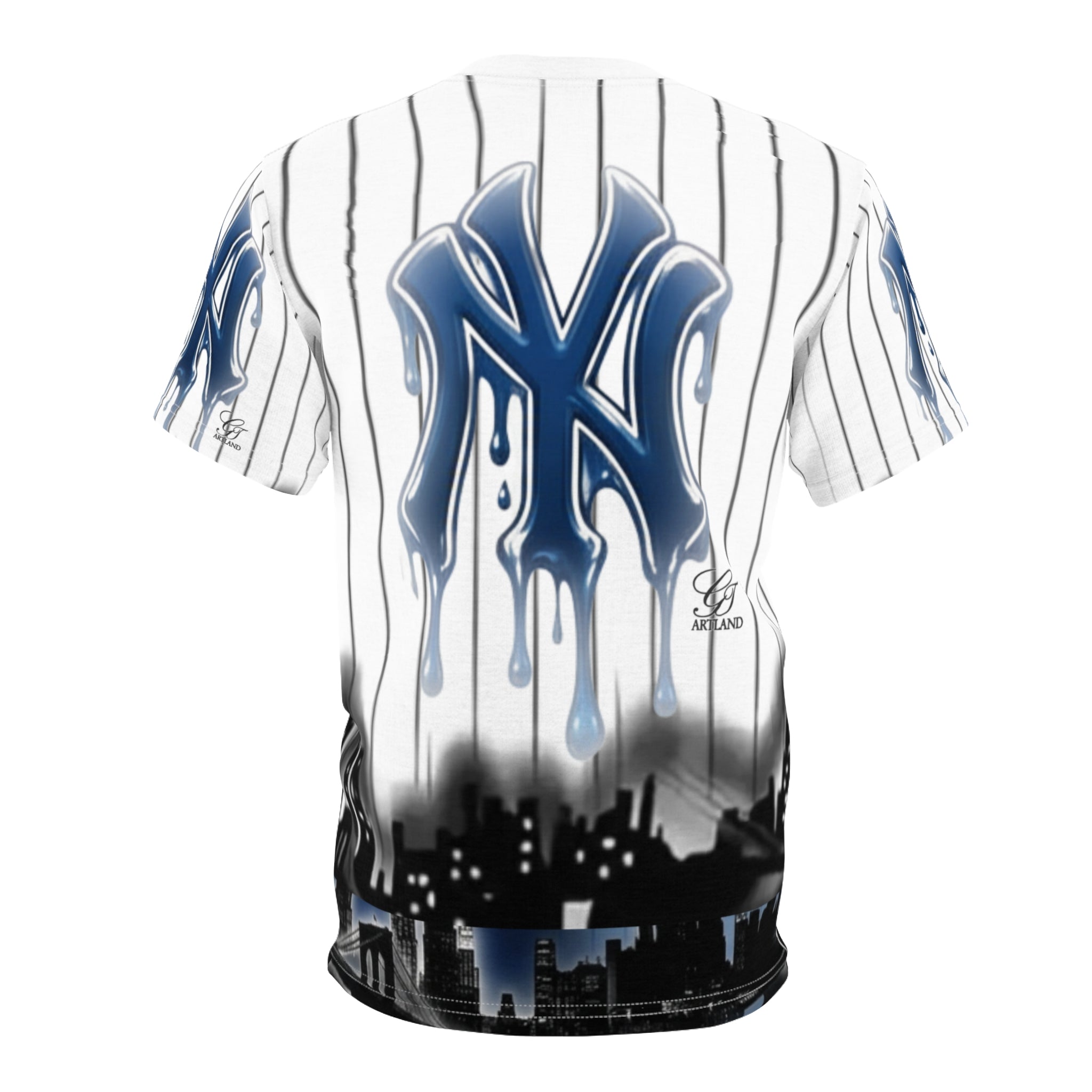 Dripping NY City Skyline Sports fan yank Designer Tee | All-Over Print by GT Artland