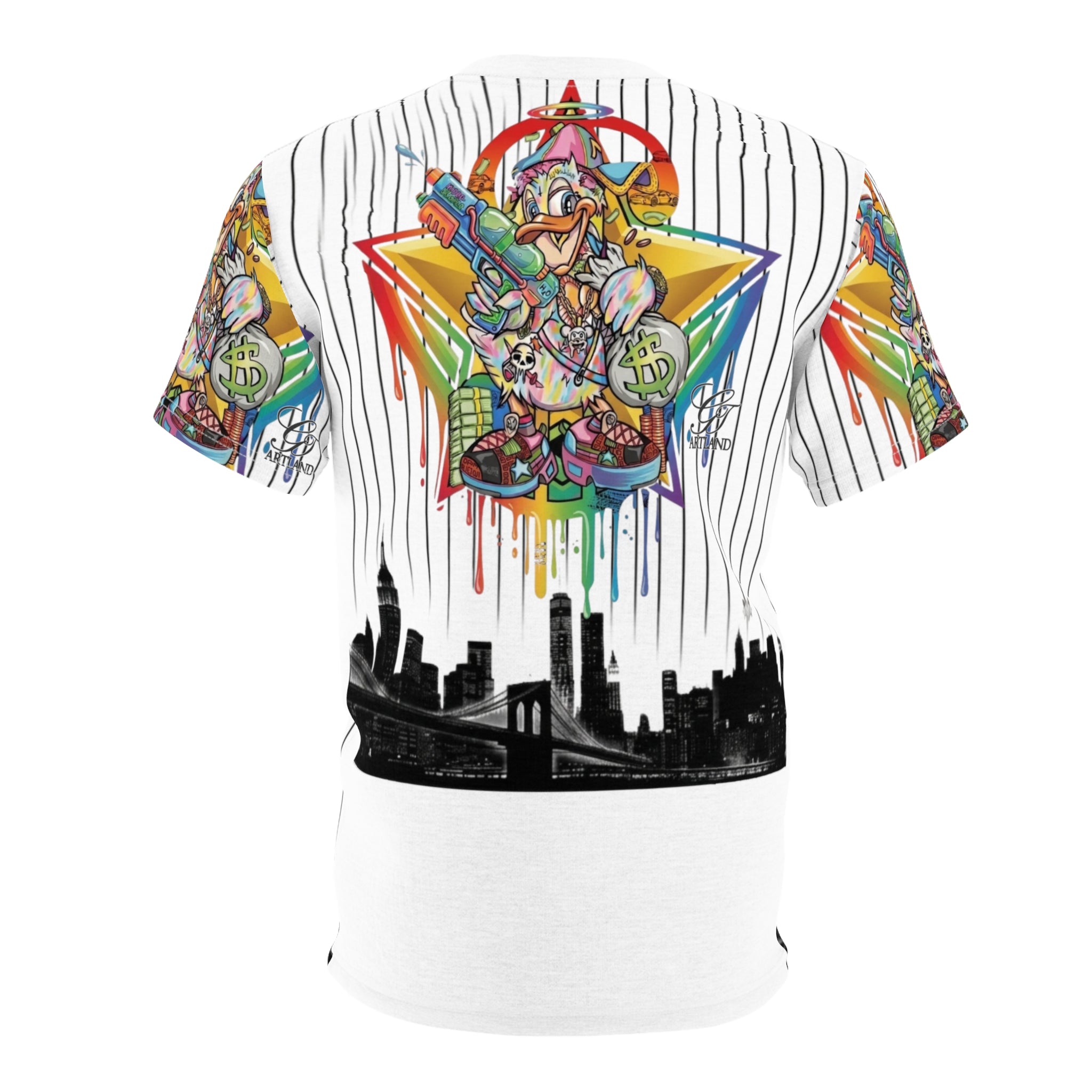 Graffiti Money Duck Tee | All-Over Print Urban Skyline by GT Artland
