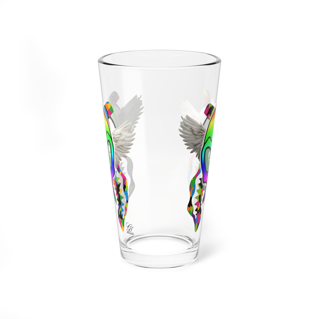 Rainbow Alien with Wings Mixing Glass - UFO Glass