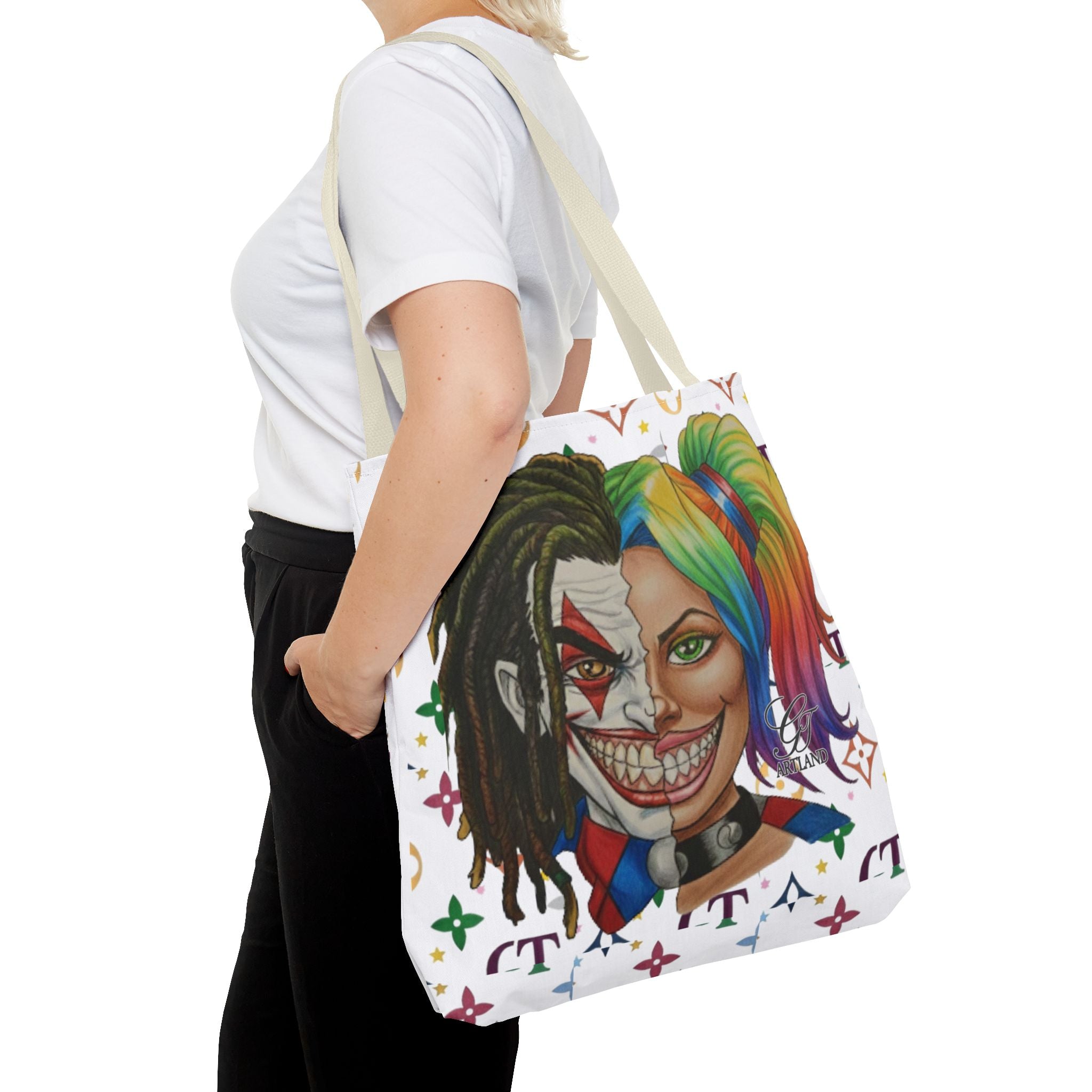 Two Faced Clown Couple Face Tote Bag – Urban Duo Swag by GT Artland