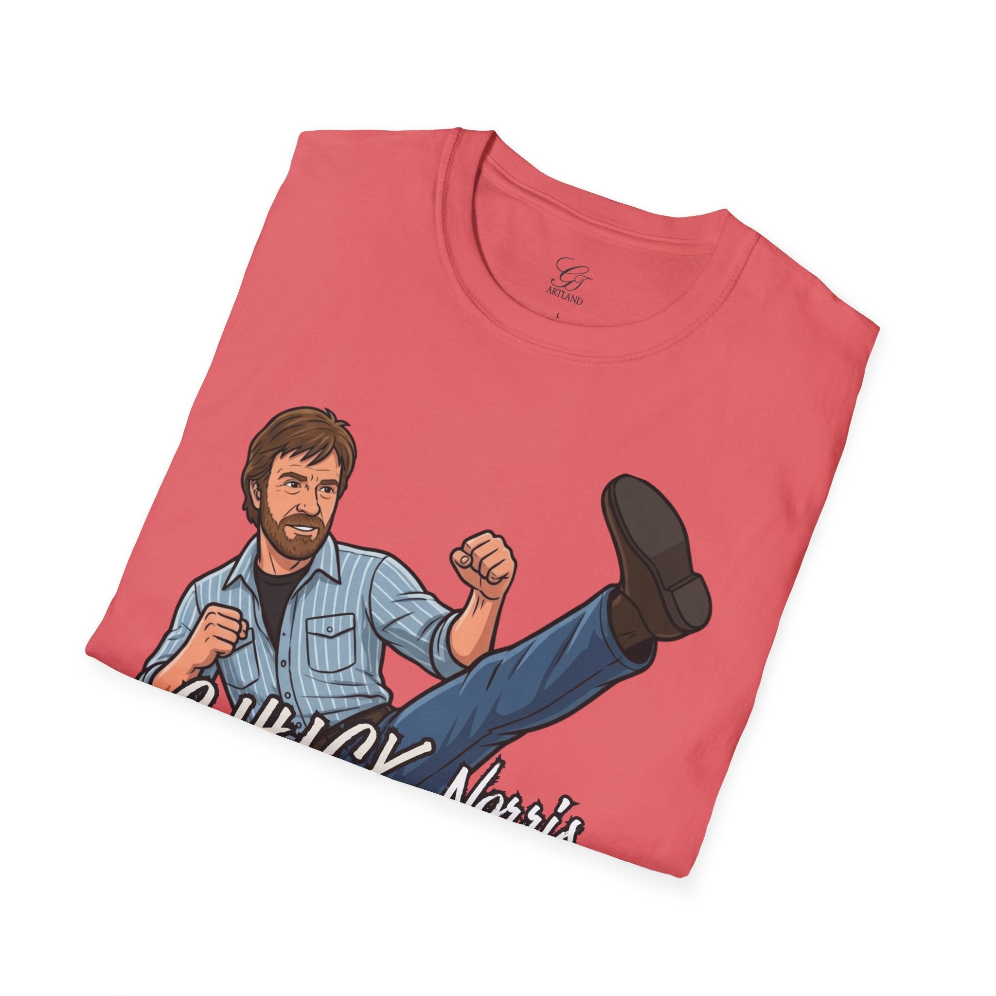 Chuck Norris Kick Illustration T-Shirt | I'll Kick Your Butt text by GT Artland