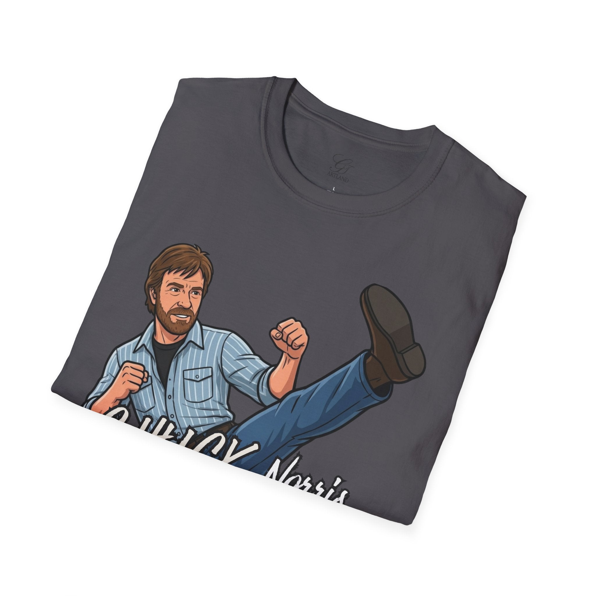 Chuck Norris Kick Illustration T-Shirt | I'll Kick Your Butt text by GT Artland