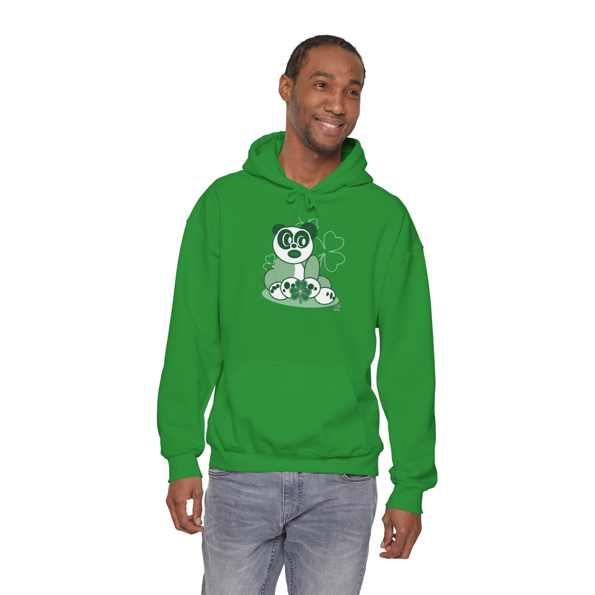 Green Panda with Bamboo Hoodie