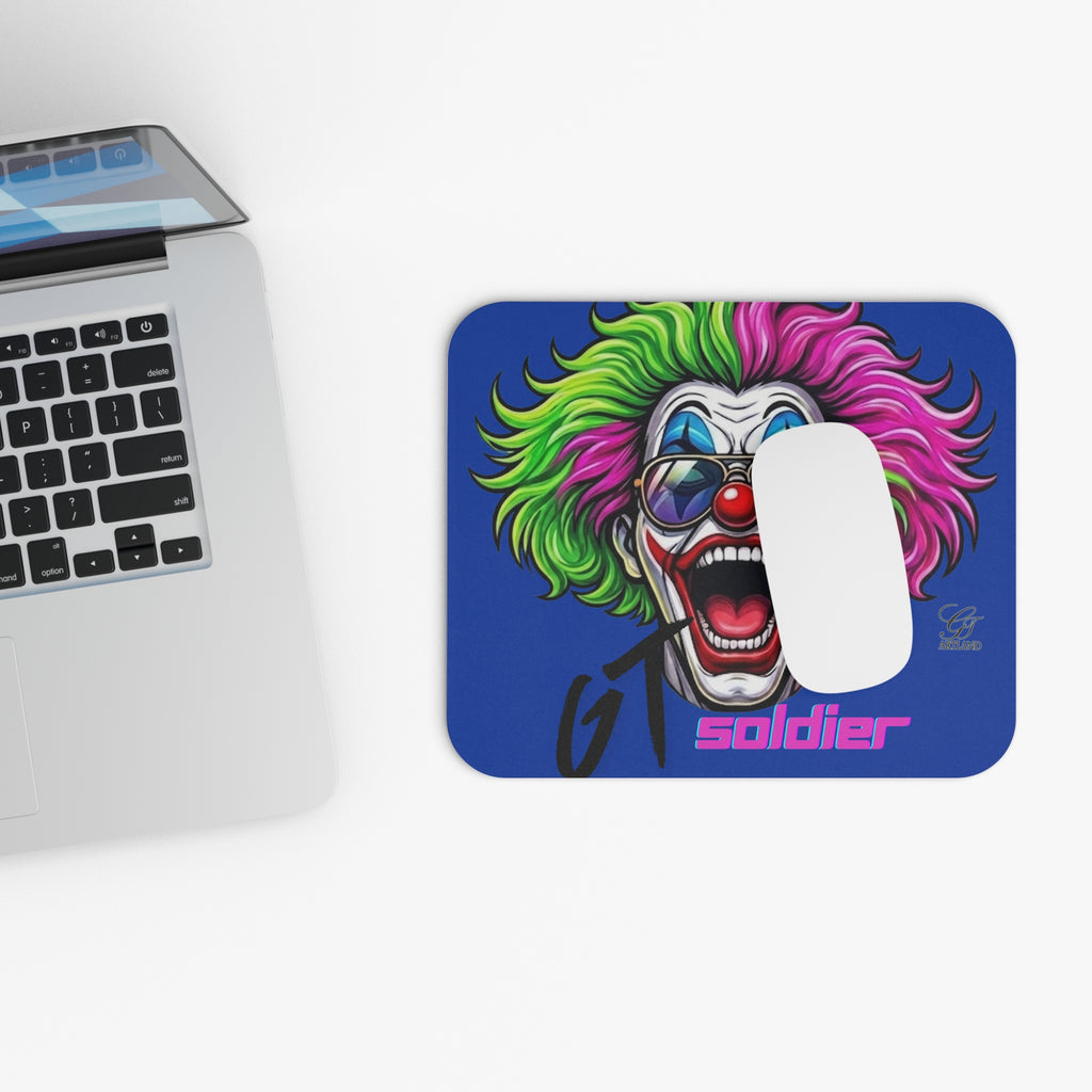 GT Soldier Fan Gear Neon Clown Face Mouse Pad | Colorful Joker Illustration by GT Artland