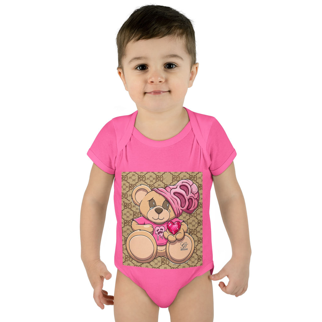 Pink Heart Teddy Bear Infant Bodysuit by GT Artland