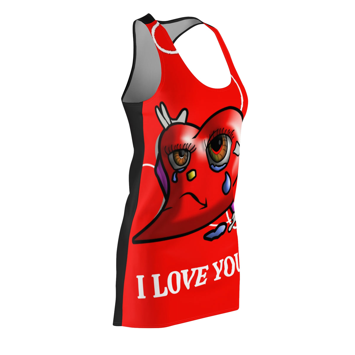 Crying Heart in Love Graphic Racerback Dress | I Love You