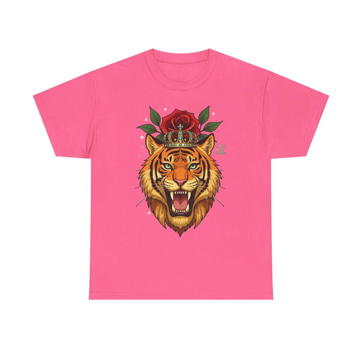 Roaring Tiger with Rose Tee | Floral Tiger T-Shirt by GT Artland