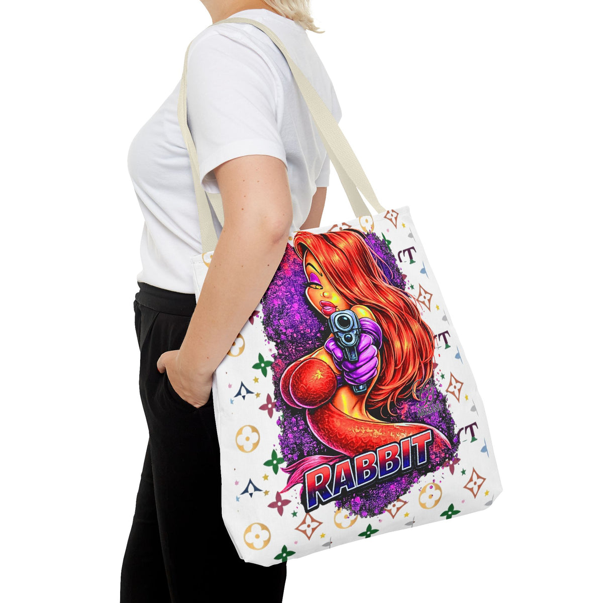 Rabbit Pin-Up Tote Bag – Retro Femme Fatale by GT Artland