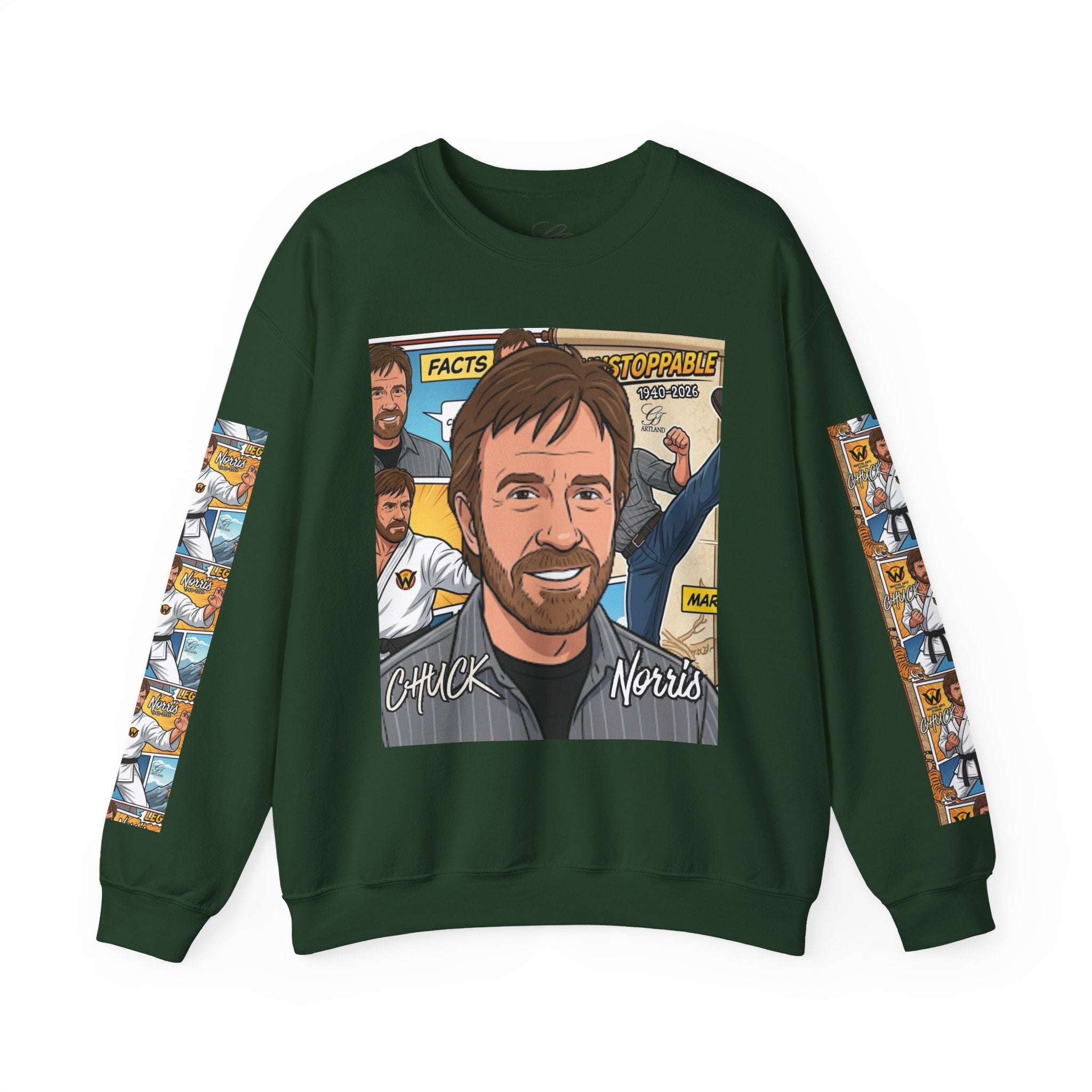 Chuck Norris Toon Urban Retro Martial Arts Legend Crewneck Sweatshirt