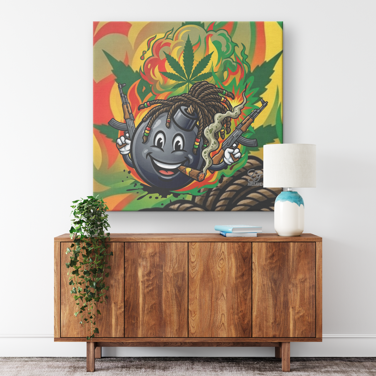 Bombaclot Designer Jamaican Style Canvas Wrap by GT Artland