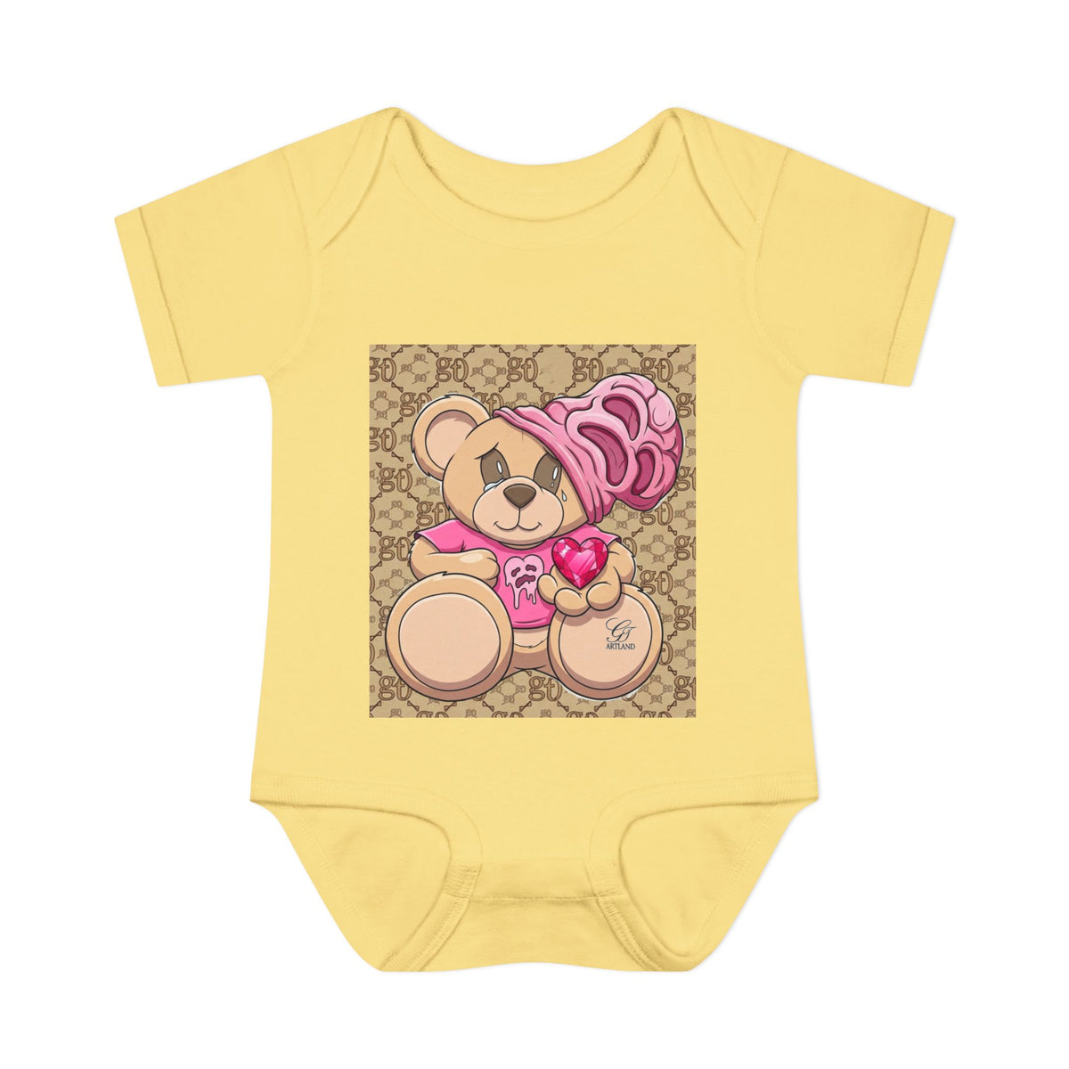 Pink Heart Teddy Bear Infant Bodysuit by GT Artland