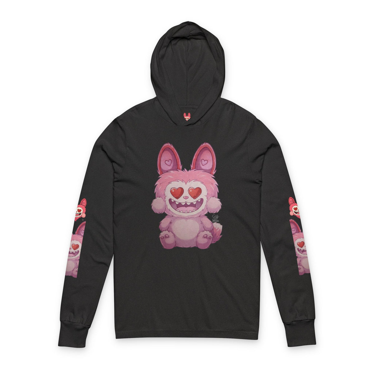 Pink Heart-Eyes Bunny  Hooded Long Sleeve