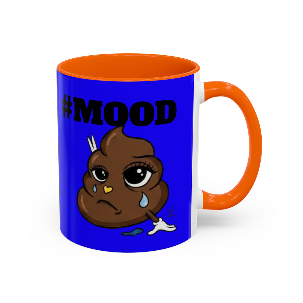 #MOOD Poop Emoji Retro Blue Accent Coffee Mug – Funny Blue 11/15oz Gift by GT Artland