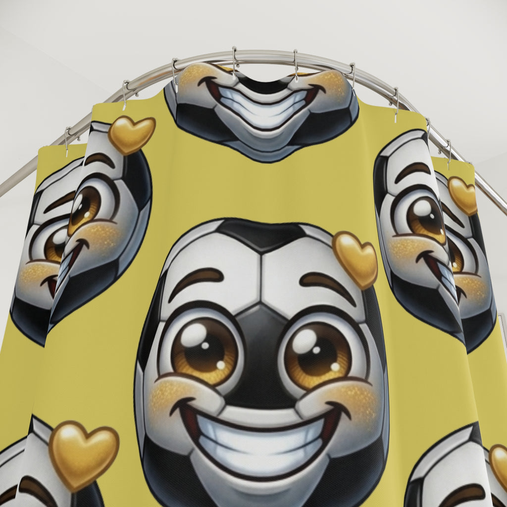 Smiling Soccer Ball Shower Curtain | Bathroom Decor