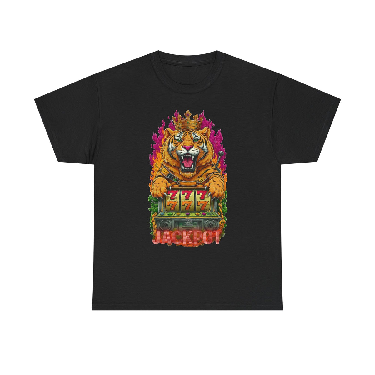 Roaring Tiger Jackpot T-Shirt | Slot Machine 777 Casino Graphic by GT Artland