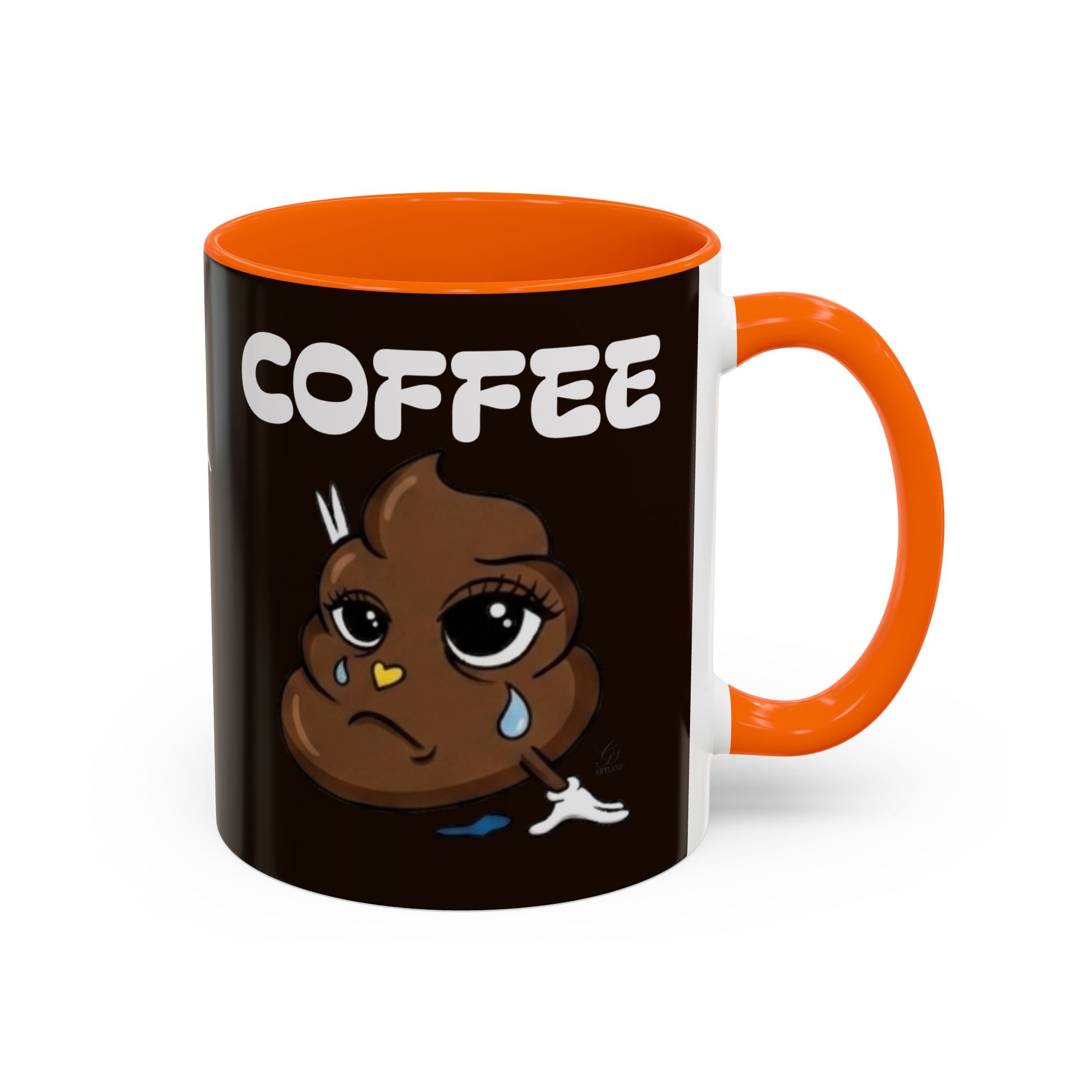 Coffee Mug — Cute Sad Poop Emoji with “COFFEE” Text Accent Mug by GT Artland