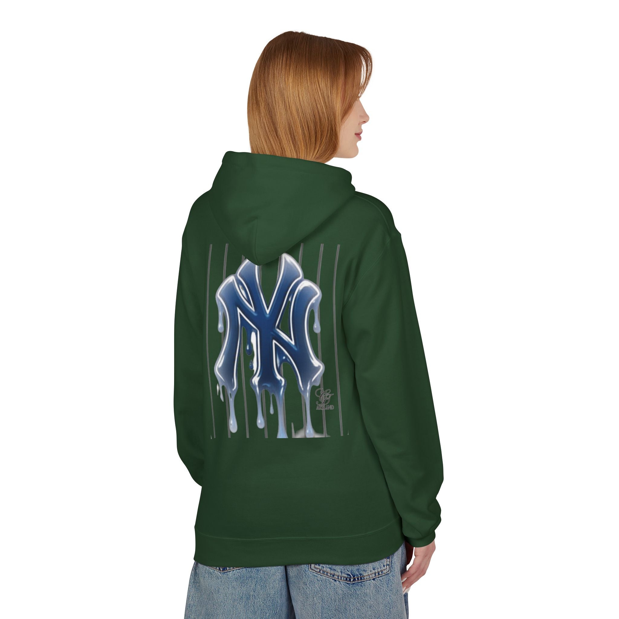 Dripping NY Fan Gear Logo Hoodie | Baseball Pinstripe Streetwear by GT Artland