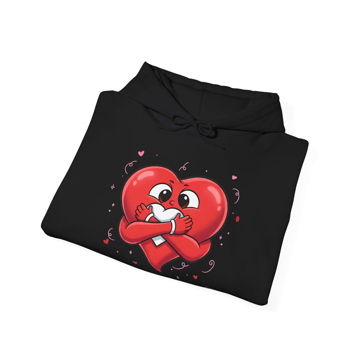Graphic Heart Unisex Heavy Blend Hooded Sweatshirt | Red Heart Cartoon Sweatshirt