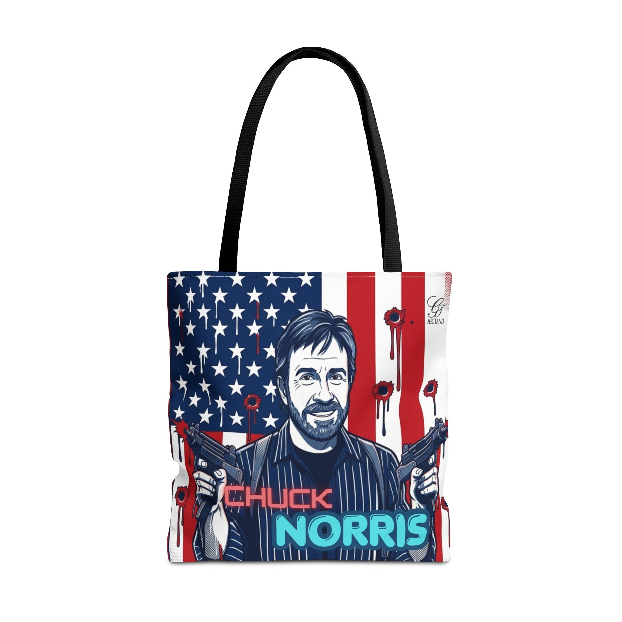 Patriotic Action Designer Edition Hero Tote Bag — 'Chuck Norris' Graphic by GT Artland