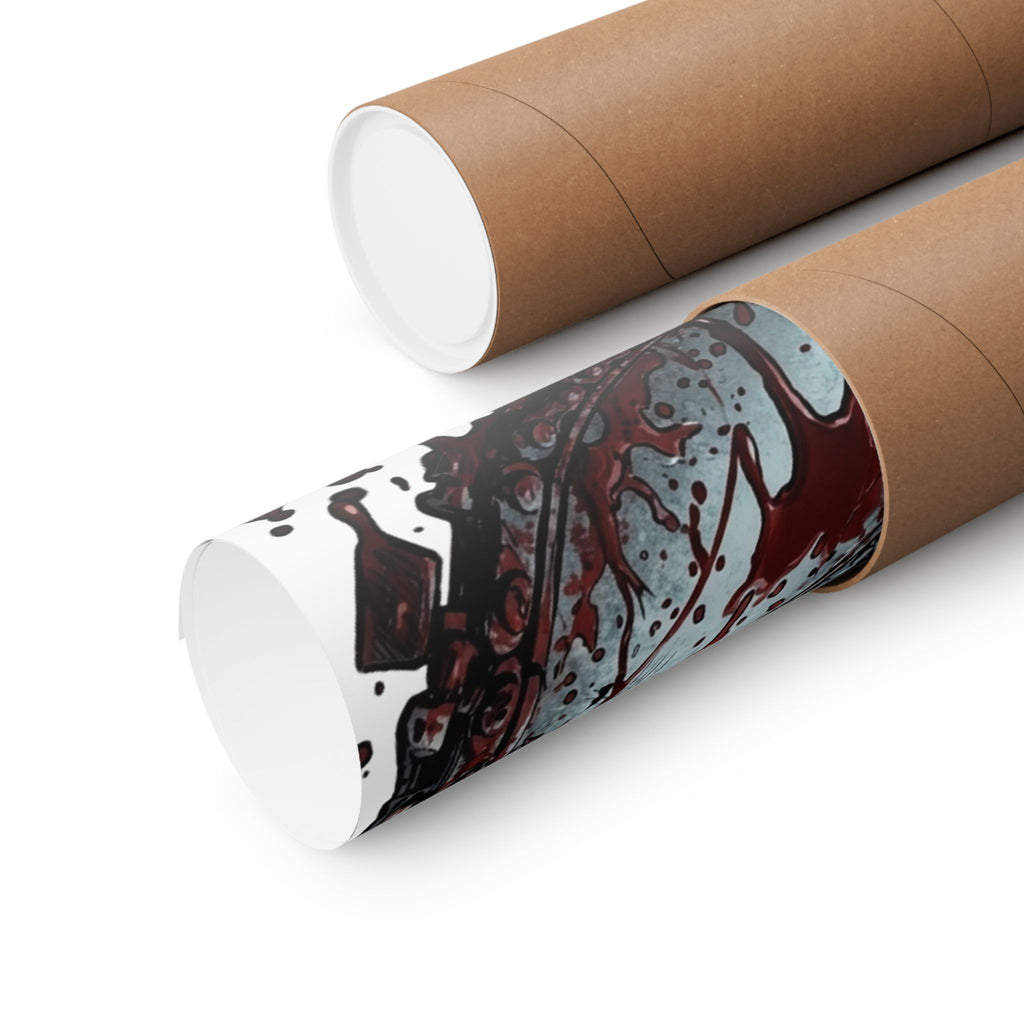 Leatherface Chainsaw Poster Matte Vertical | Horror Movie Art, Bloody Slasher Print by GT Artland