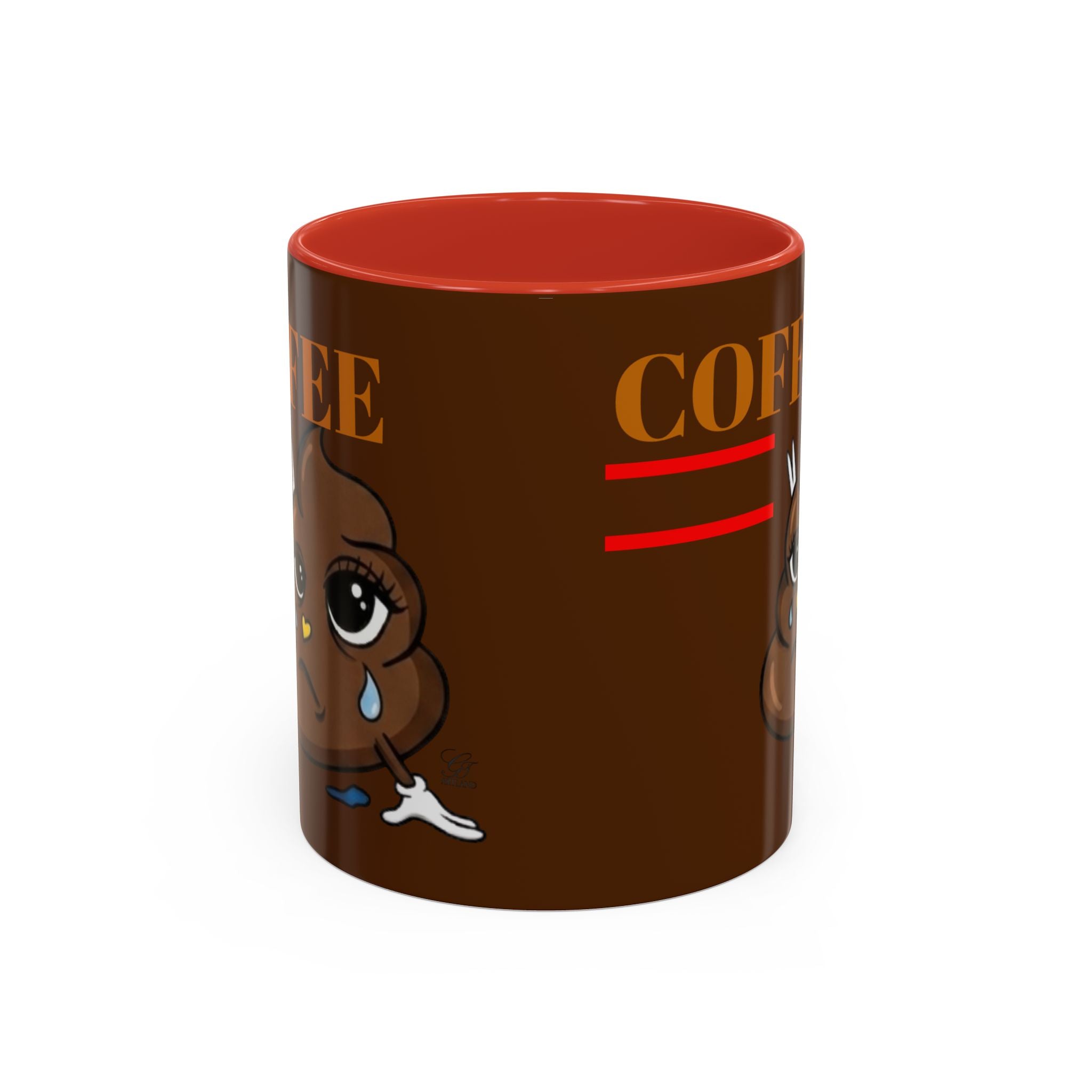 Coffee Mug — Cute Crying Poop Character "Coffee = Pooo" Accent Ceramic Mug by GT Artland