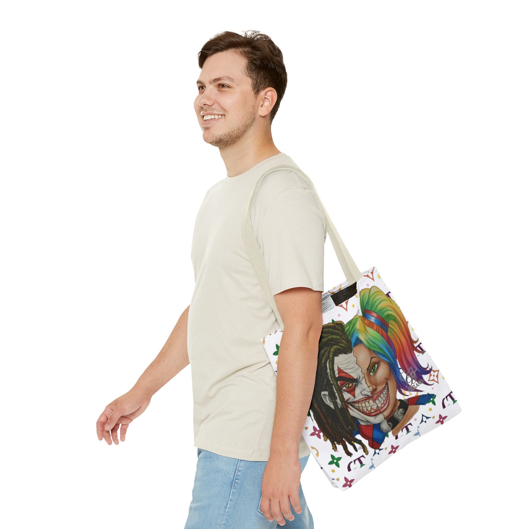 Two Faced Clown Couple Face Tote Bag – Urban Duo Swag by GT Artland
