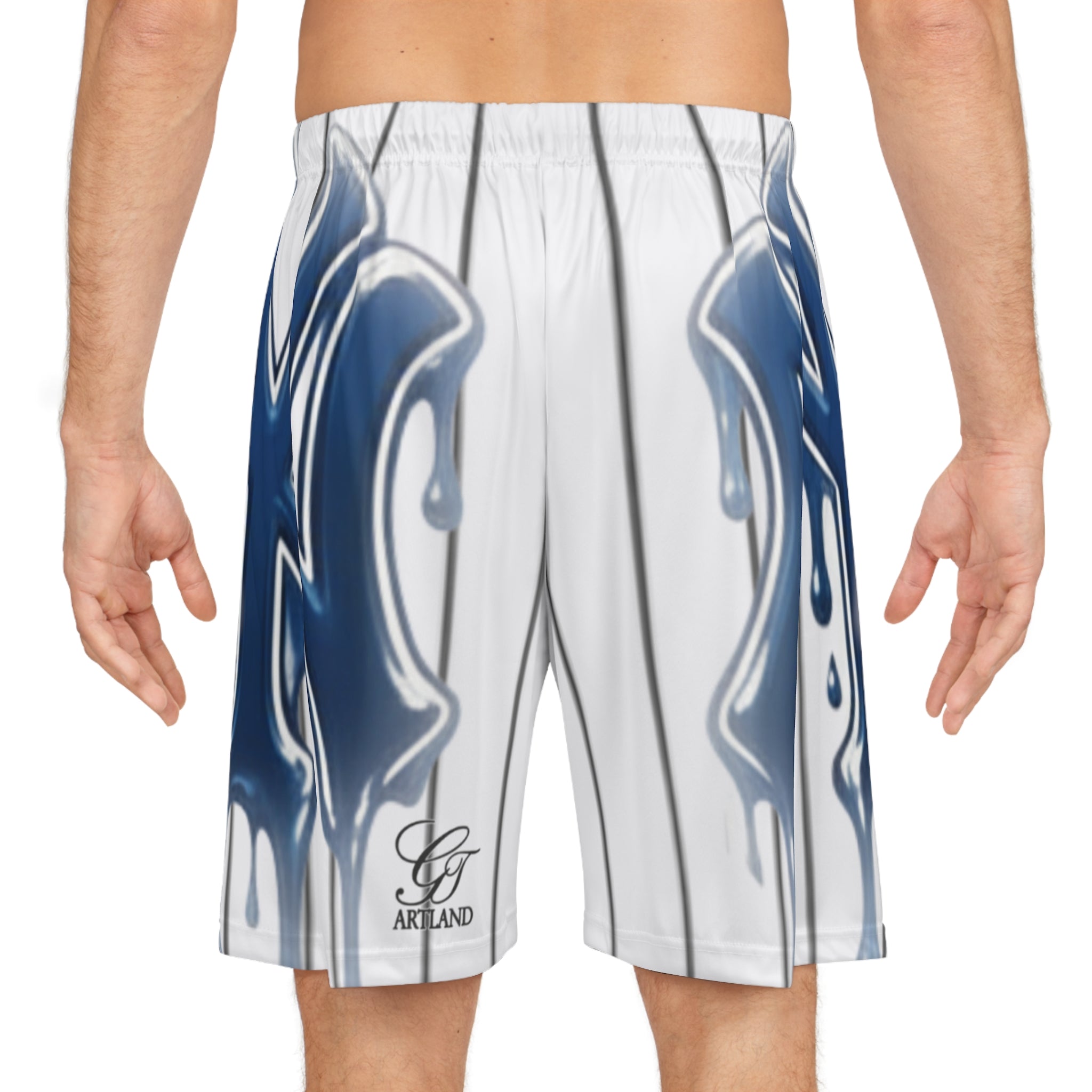 Dripping NY Logo Pinstripe Basketball Shorts | AOP Athletic Wear by GT Artland