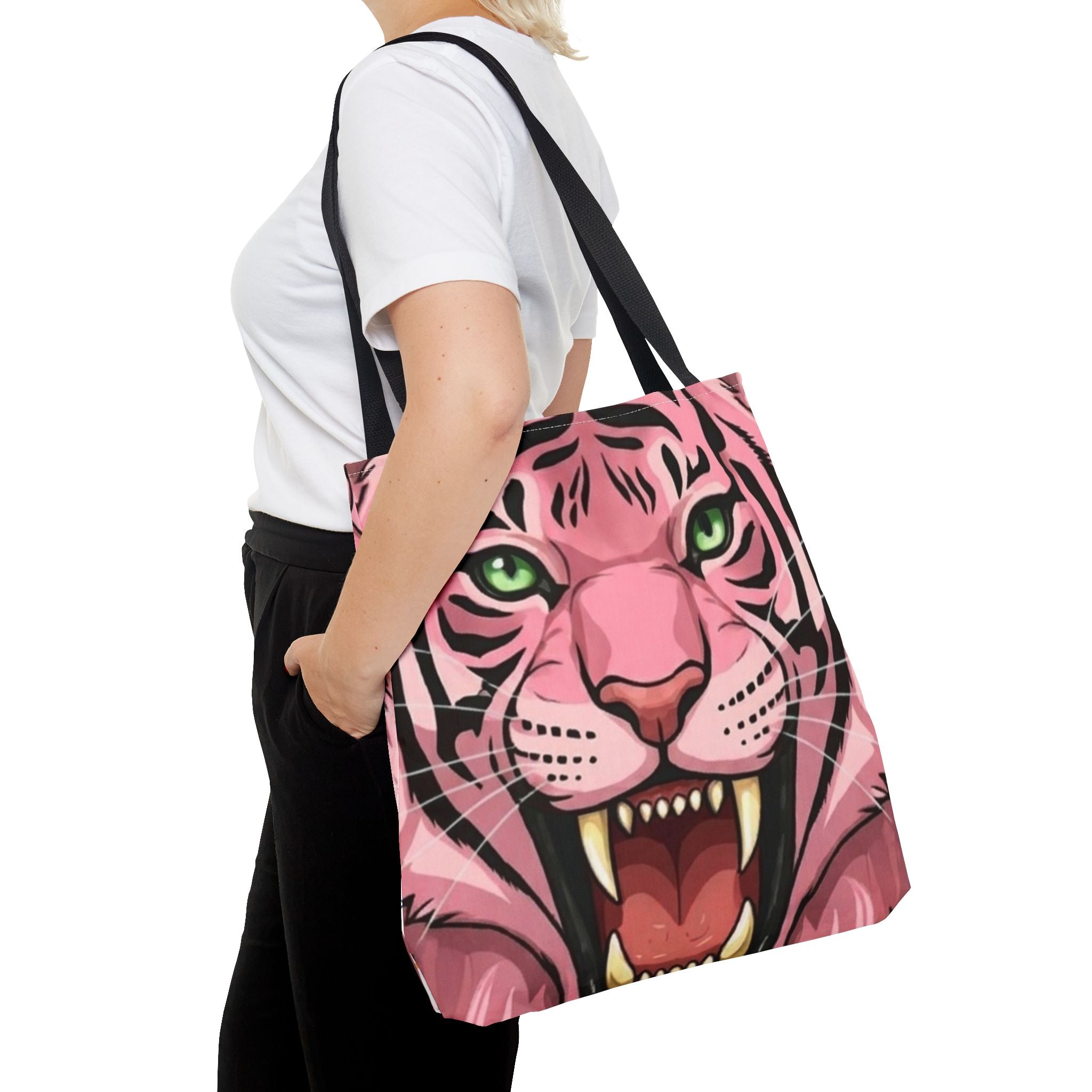 Elite Pink Designer Exotic Tiger Face Tote Bag by GT Artland