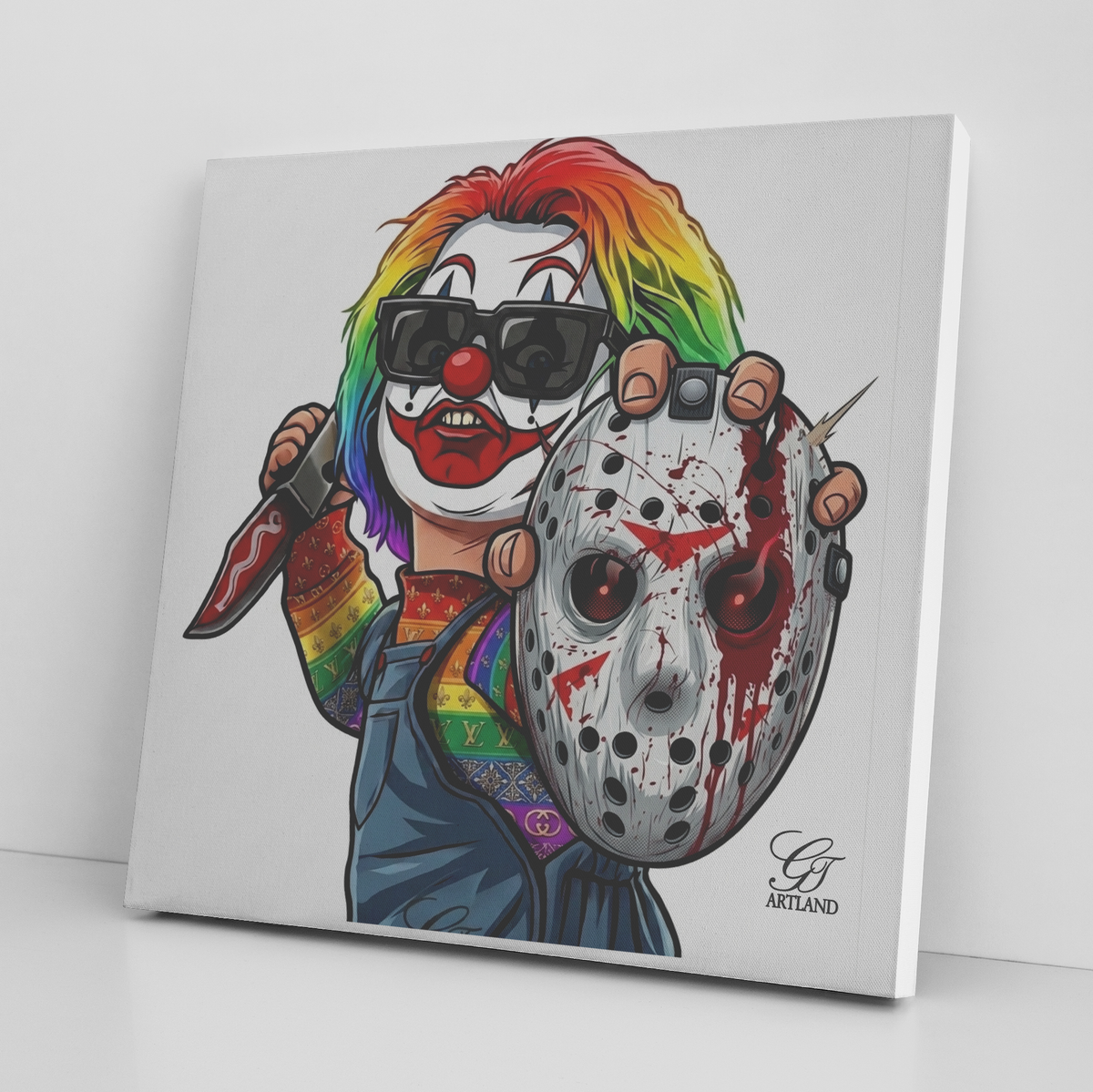 Rainbow Killa Clown Horror Canvas Wrap by GT Artland