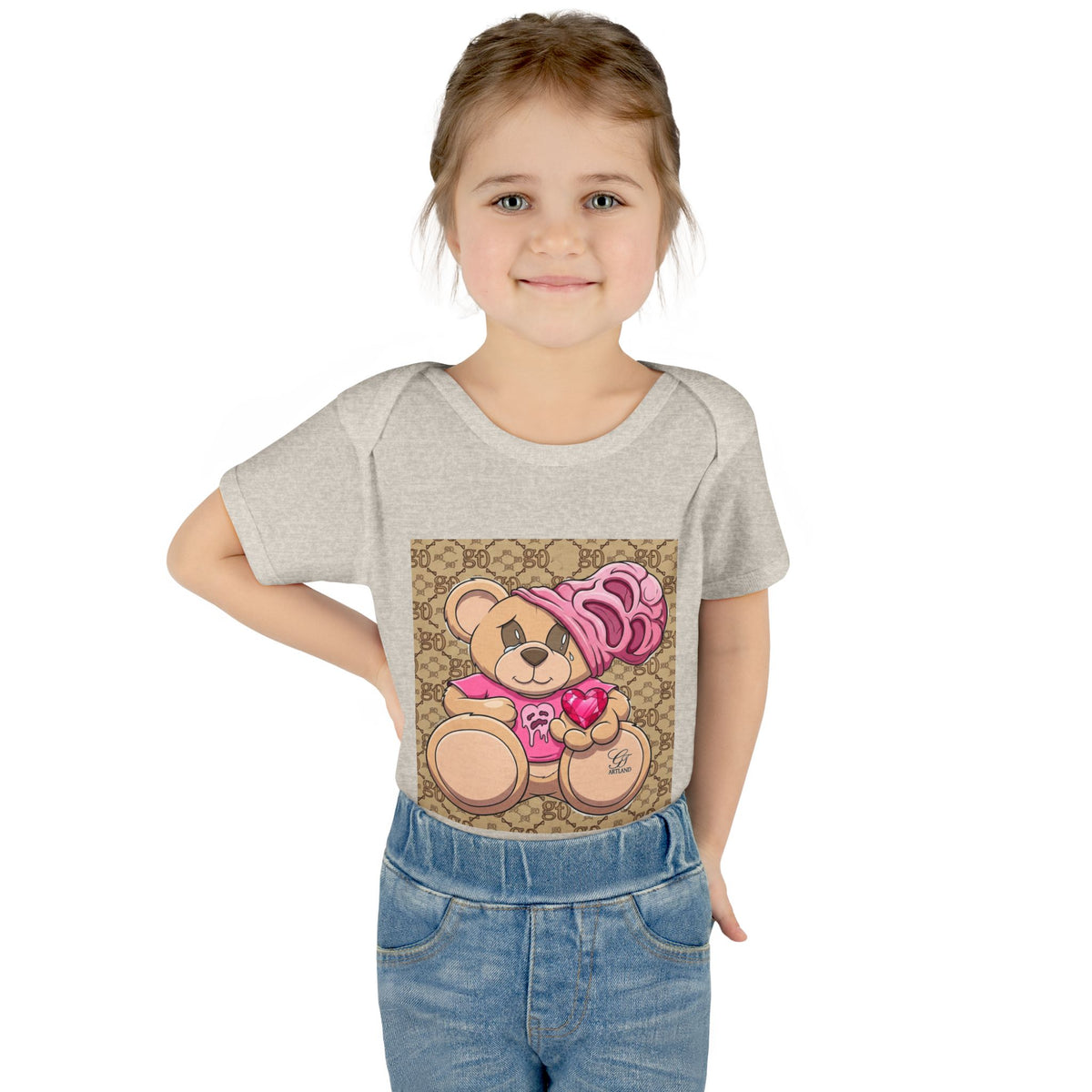 Pink Heart Teddy Bear Infant Bodysuit by GT Artland