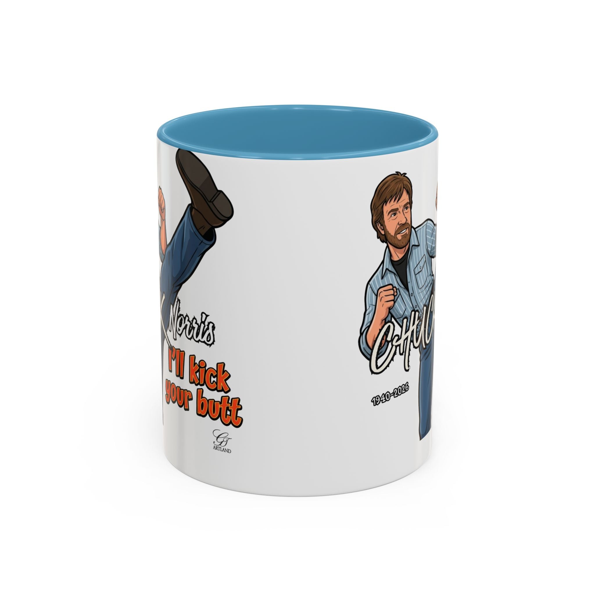 Martial Arts Chuck Norris Kick Butt Humor Character Mug | Accent Coffee Mug by GT Artland