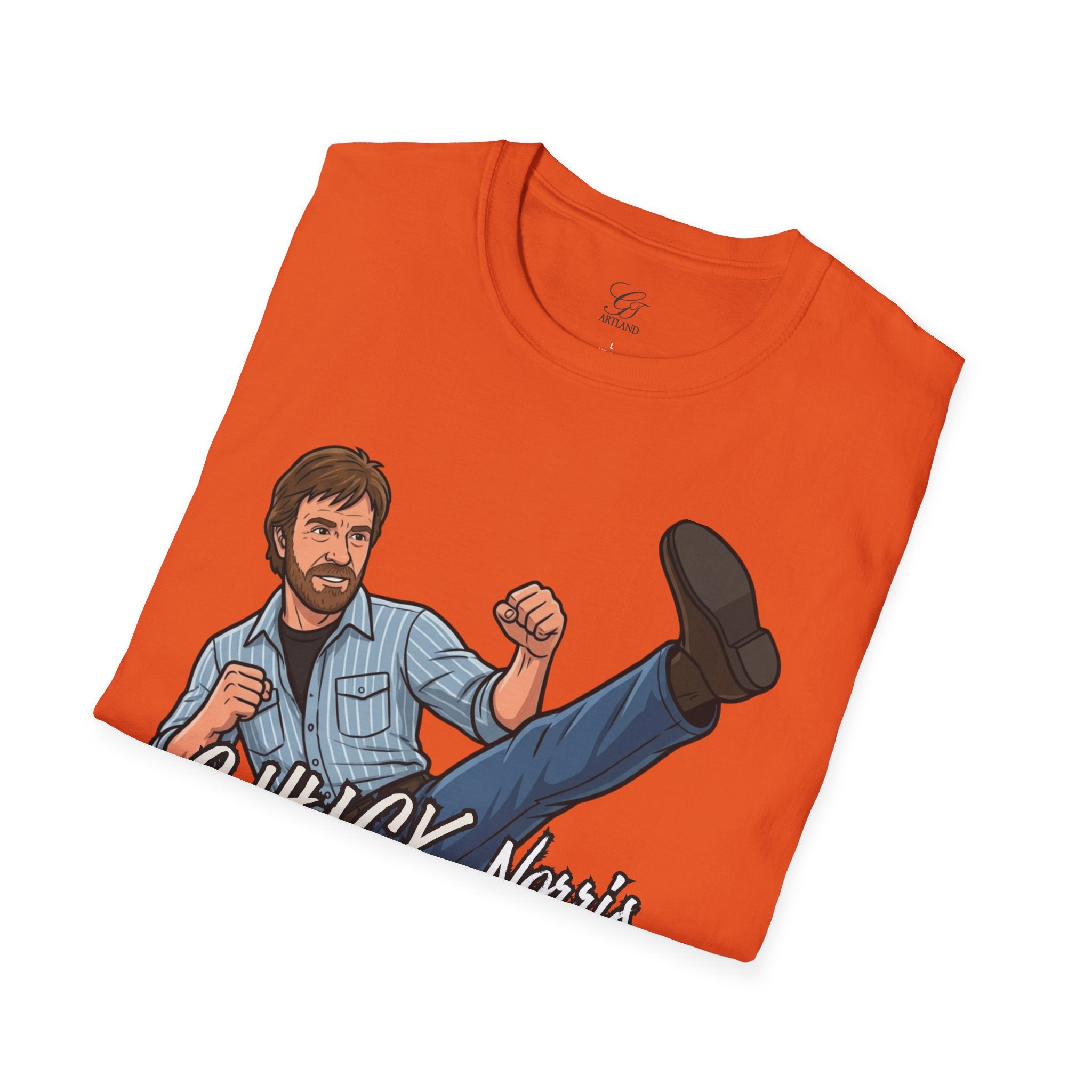 Chuck Norris Kick Illustration T-Shirt | I'll Kick Your Butt text by GT Artland