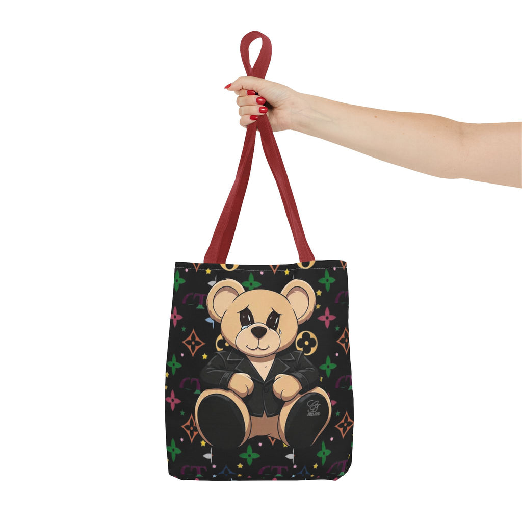 Elite Black Urban Designer Teddy Bear Monogram Tote Bag by GT Artland