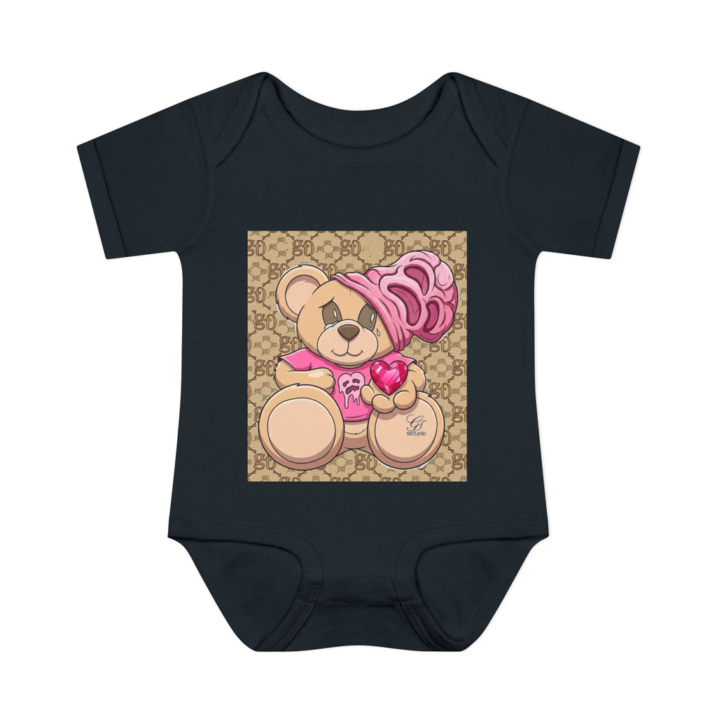 Pink Heart Teddy Bear Infant Bodysuit by GT Artland