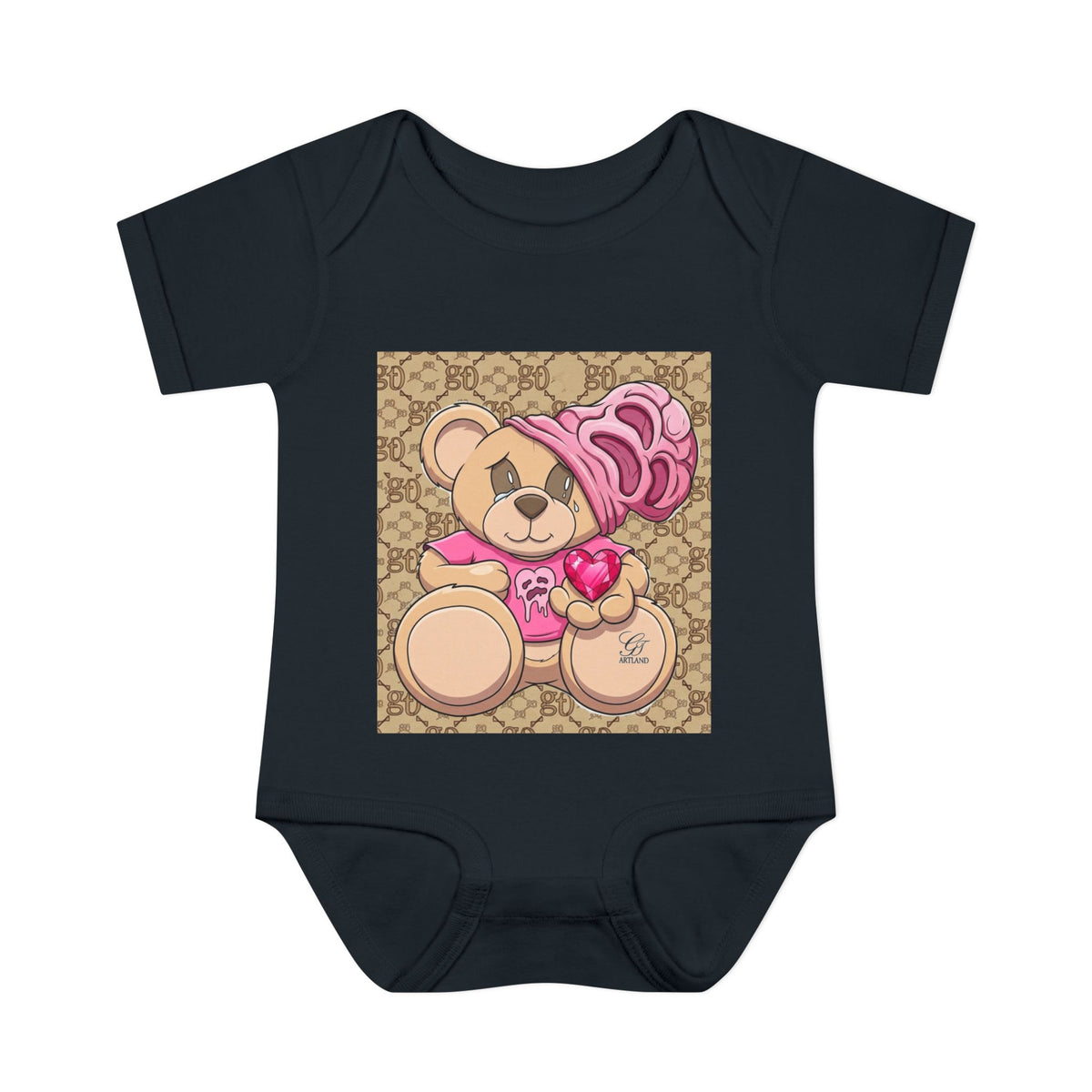 Pink Heart Teddy Bear Infant Bodysuit by GT Artland