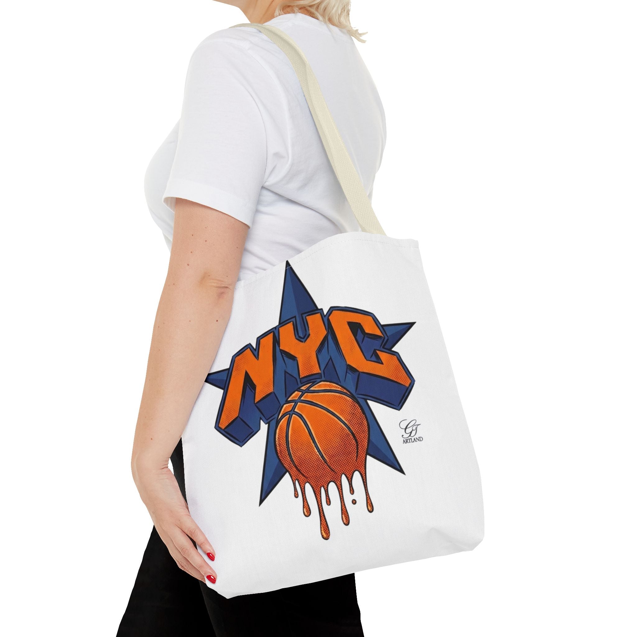 NYC Dripping Basketball Tote Bag | City Basketball Design by GT Artland