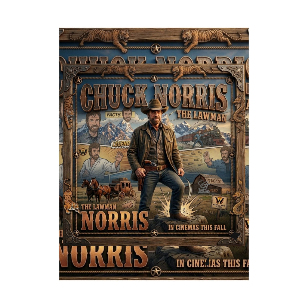 Chuck Norris Movie Poster Matte Vertical Poster | Cowboy Lawman Wall Art by GT Artland