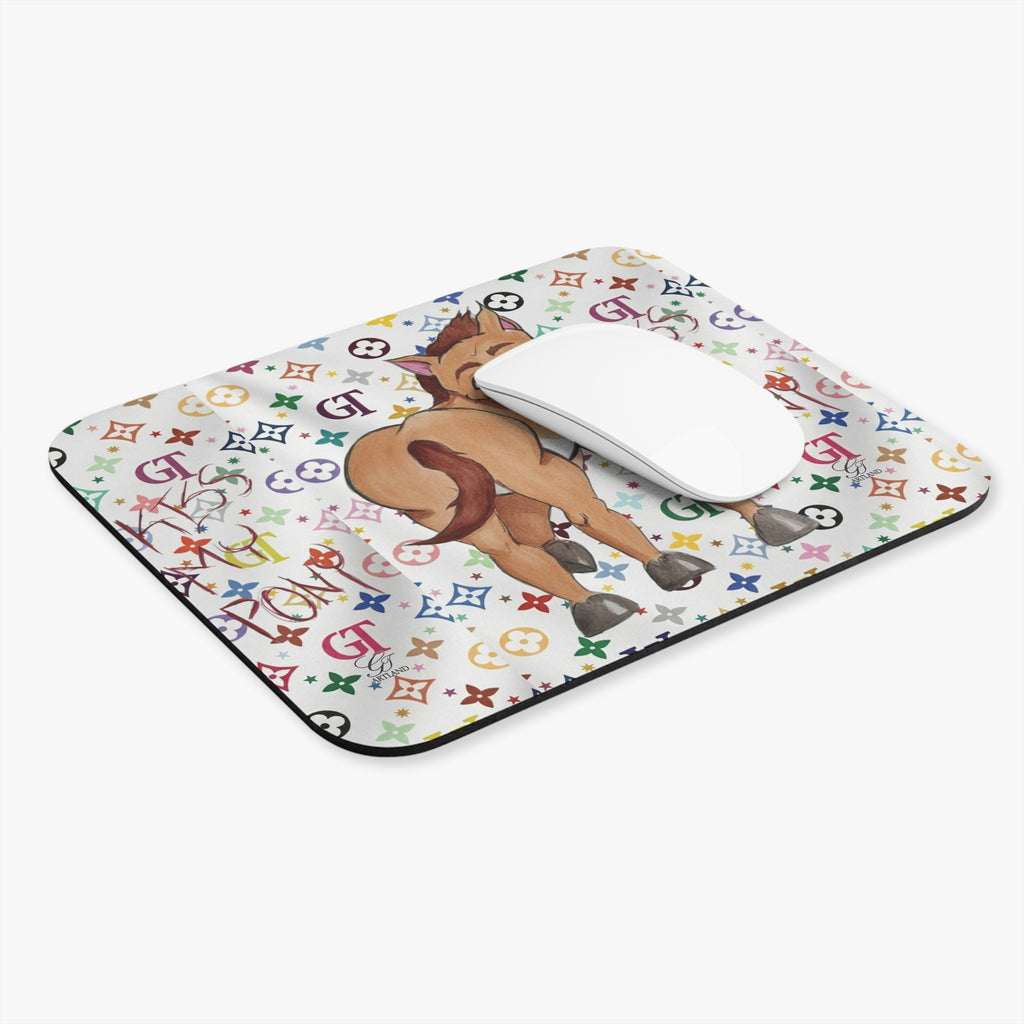 Donkey Character Pattern Mouse Pad | Colorful Monogram Motif by GT Artland