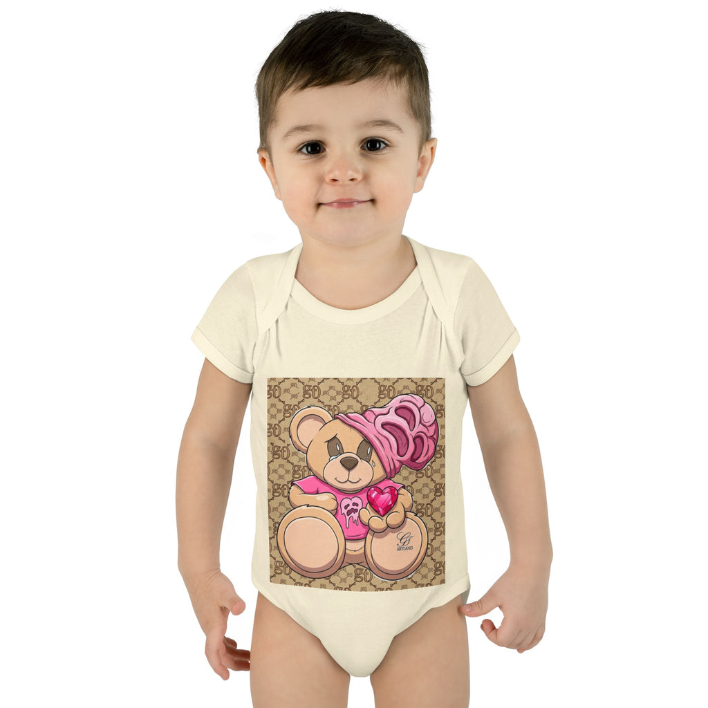 Pink Heart Teddy Bear Infant Bodysuit by GT Artland