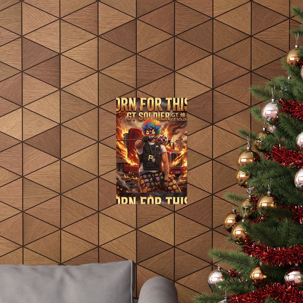 GT Soldier Clown Poster — Fiery Gamer Art Matte Vertical Print by GT Artland