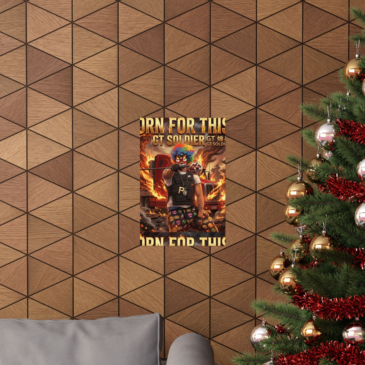 GT Soldier Clown Poster — Fiery Gamer Art Matte Vertical Print by GT Artland