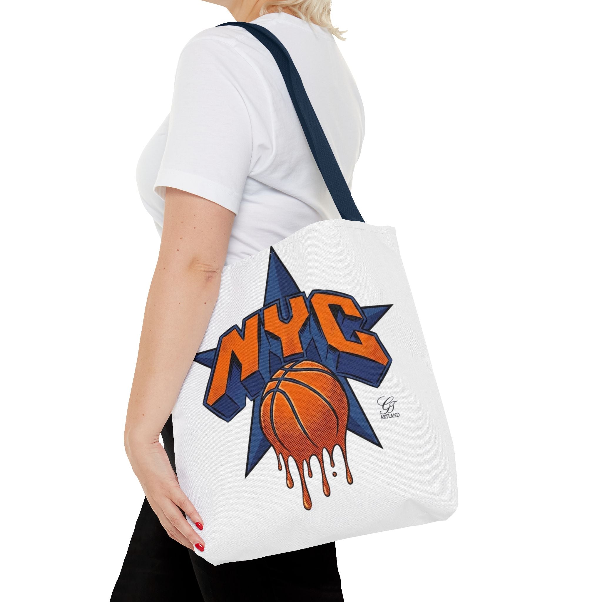 NYC Dripping Basketball Tote Bag | City Basketball Design by GT Artland