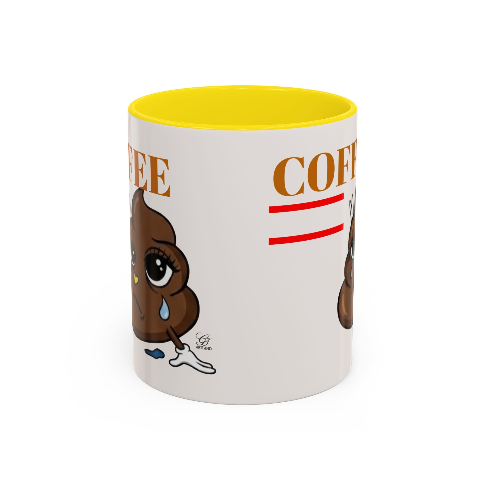 Coffee Mug — Sad Coffee Poop Emoji Designer Toon Accent Mug (11/15oz) by GT Artland